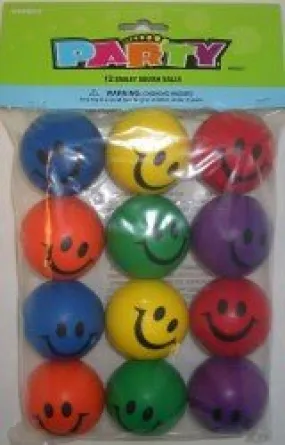 12pk Smiley Face Squishy Foam Ball