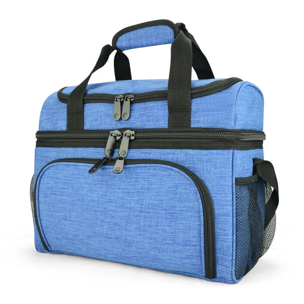 19L Dual Compartment Insulated Lunch Bag Cooler Bag - Blue