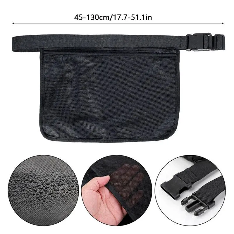 1pc Adjustable Belt Waist Hip Mesh Pickball Ball Bag With Zipper-Pocket