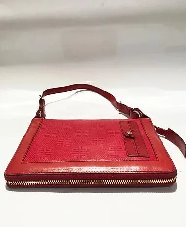 2000s GIVENCHY BURGUNDY MONOGRAM LEATHER SHOULDER BAG