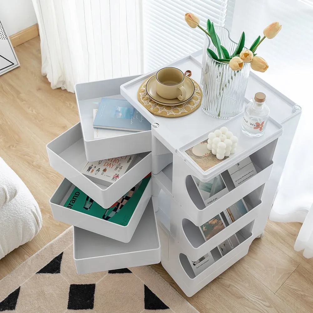 5 Tier Bedside Table Organizer White