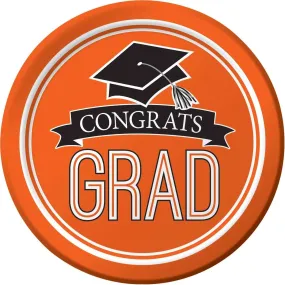 7" School Spirit 'Congrats Grad' Plates - Orange (18ct)