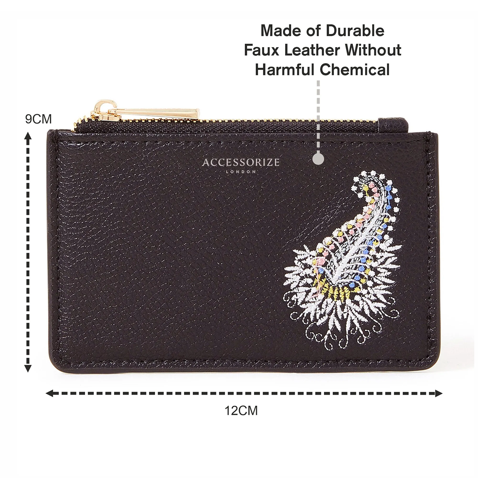 Accessorize London Women's Black
 Embroidered Cardholder