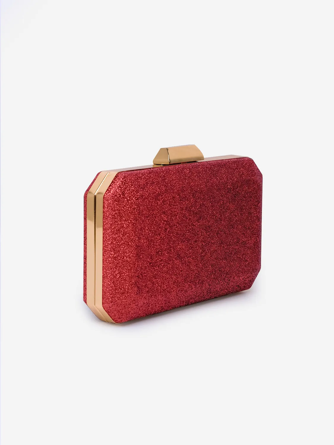 ADDISON DIAMANTE CHAIN CLUTCH BAG IN RED