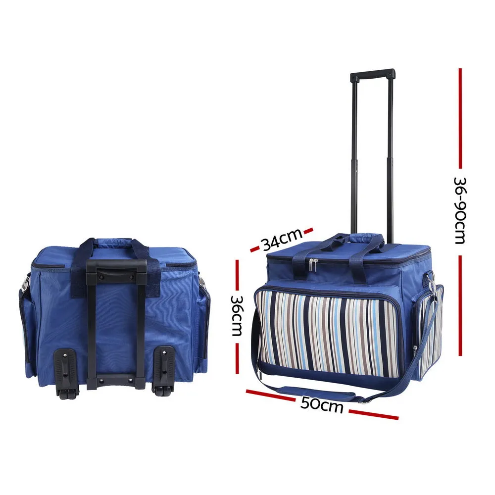 Alfresco 6 Person Picnic Basket Set Picnic Bag Cooler Wheels Insulated Bag