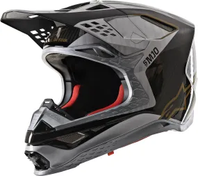 ALPINESTARS S.TECH S-M10 ALLOY HELMET SILVER/BLACK/CARBON/GOLD 2X 8301720-1909-2X