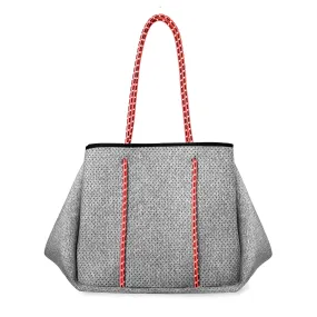 Annabel Ingall - Sporty Spice Neoprene Tote in Light Heather with Coral Straps