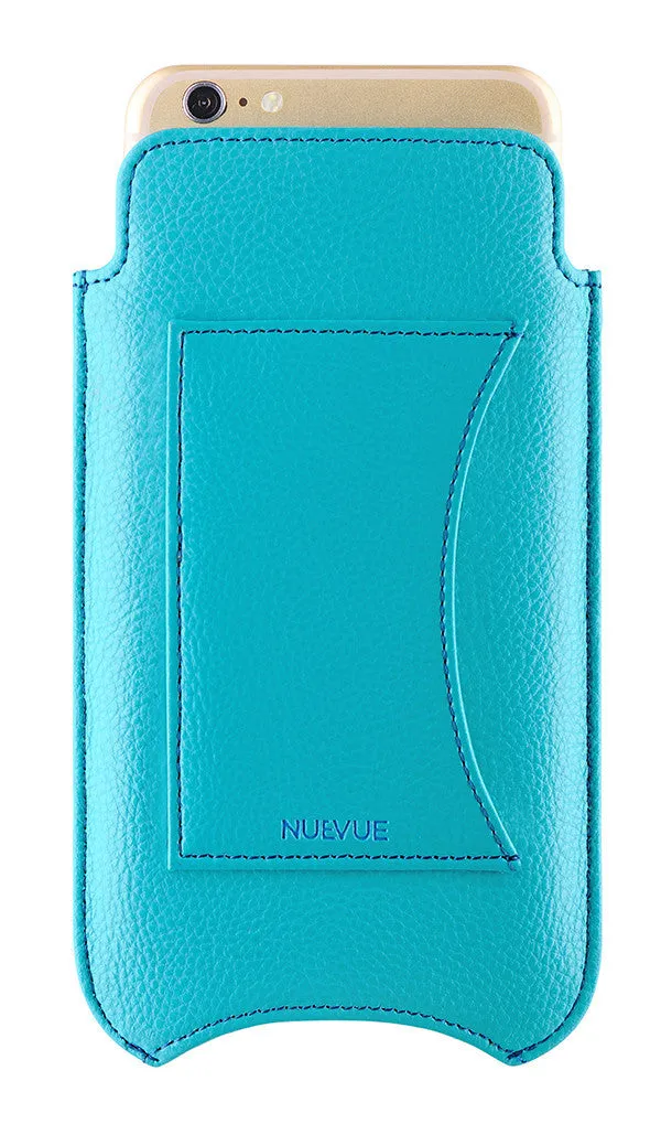 Apple iPhone 12 Pro Max Wallet Case in Teal Blue Vegan Leather | Screen Cleaning Sanitizing Lining | smart window