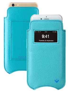 Apple iPhone 12 Pro Max Wallet Case in Teal Blue Vegan Leather | Screen Cleaning Sanitizing Lining | smart window