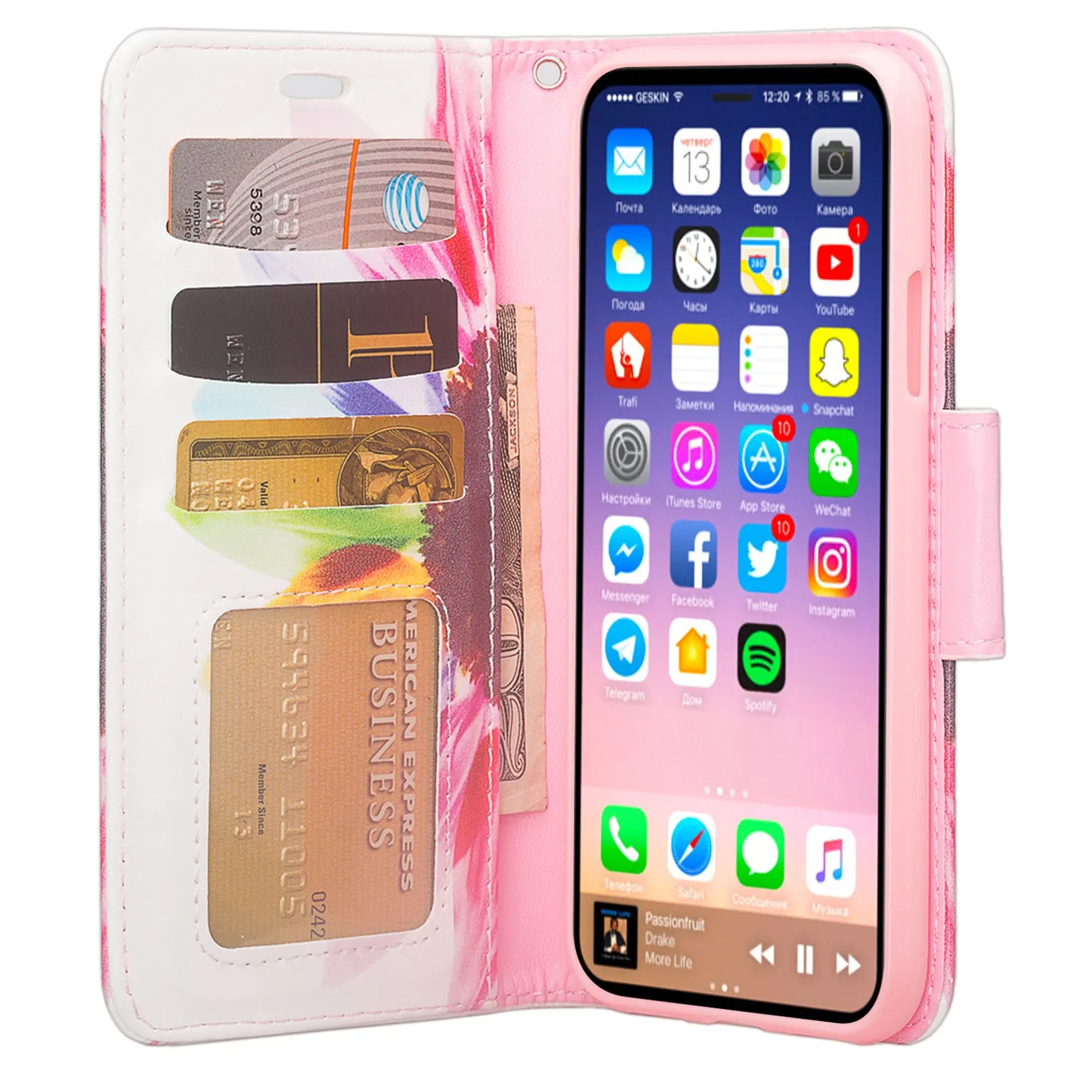 Apple iPhone ??? | iPhone Ten Case, iPhone ??? | iPhone Ten Wallet Case, Slim Flip Folio [Kickstand] Pu Leather Wallet Case with ID & Card Slots & Pocket   Wrist Strap - Vivid Sunflower