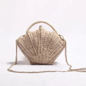 Ark Seashell Straw Rattan Shoulder Chain Bags - 2 Styles