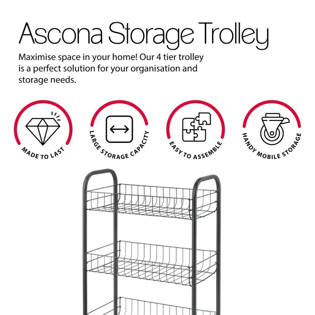 Ascona Rolling Cart 4 Tier Copper