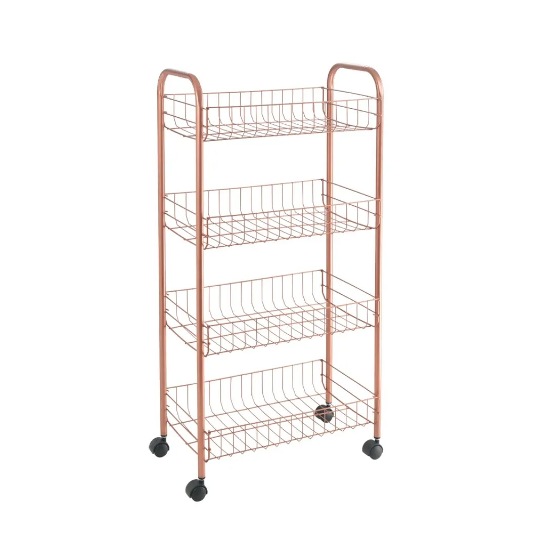 Ascona Rolling Cart 4 Tier Copper