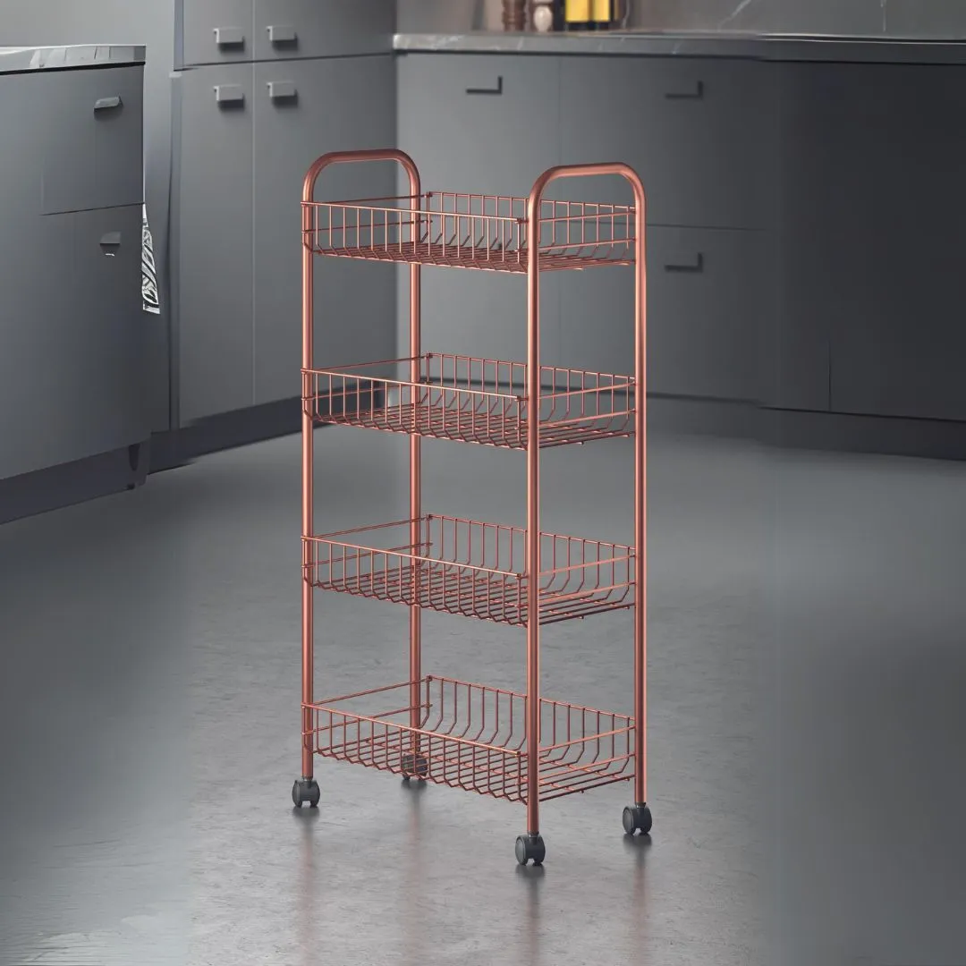 Ascona Rolling Cart 4 Tier Copper