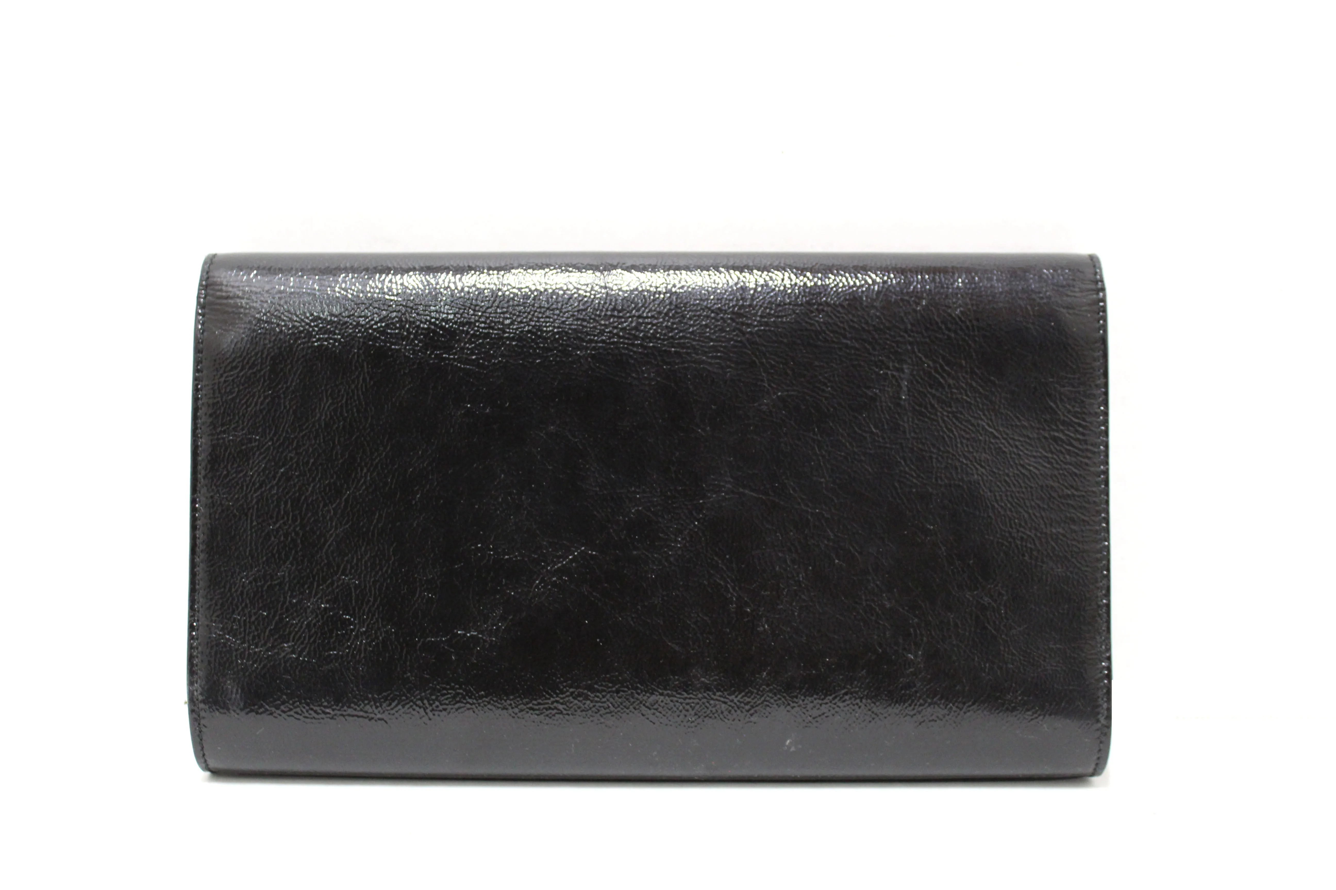 Authentic YSL Yves Saint Laurent Black Patent Leather Clutch Bag