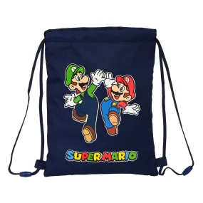 Backpack with Strings Super Mario Navy Blue 26 x 34 x 1 cm