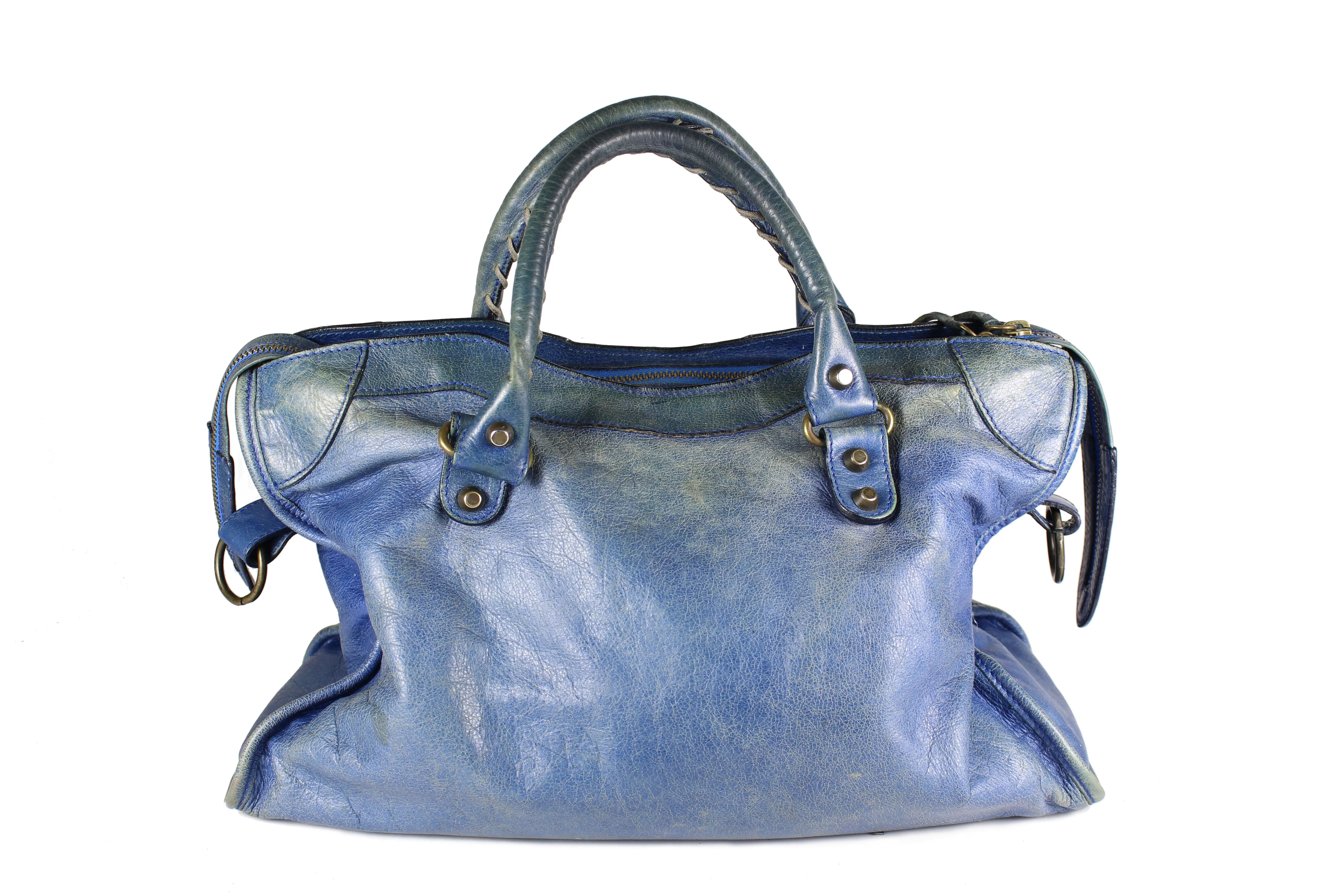 BALENCIAGA blue leather City bag