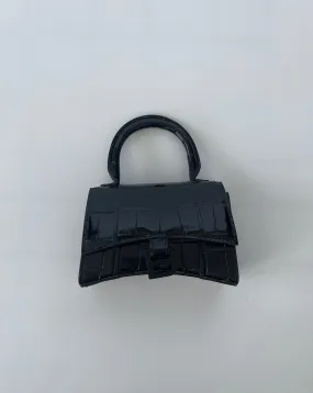 BALENCIAGA | MINI EMBOSSED HOURGLASS BAG | BLACK