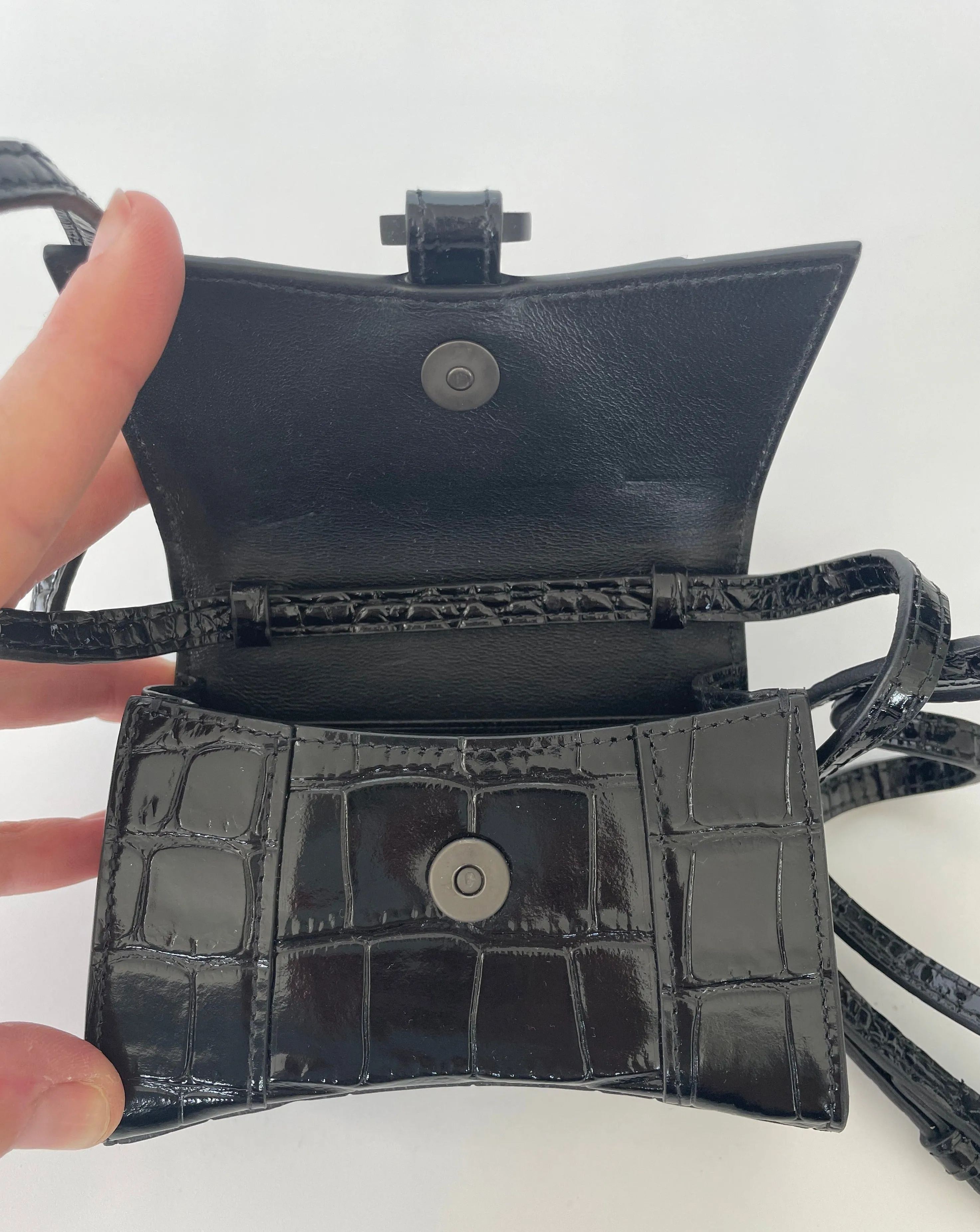 BALENCIAGA | MINI EMBOSSED HOURGLASS BAG | BLACK