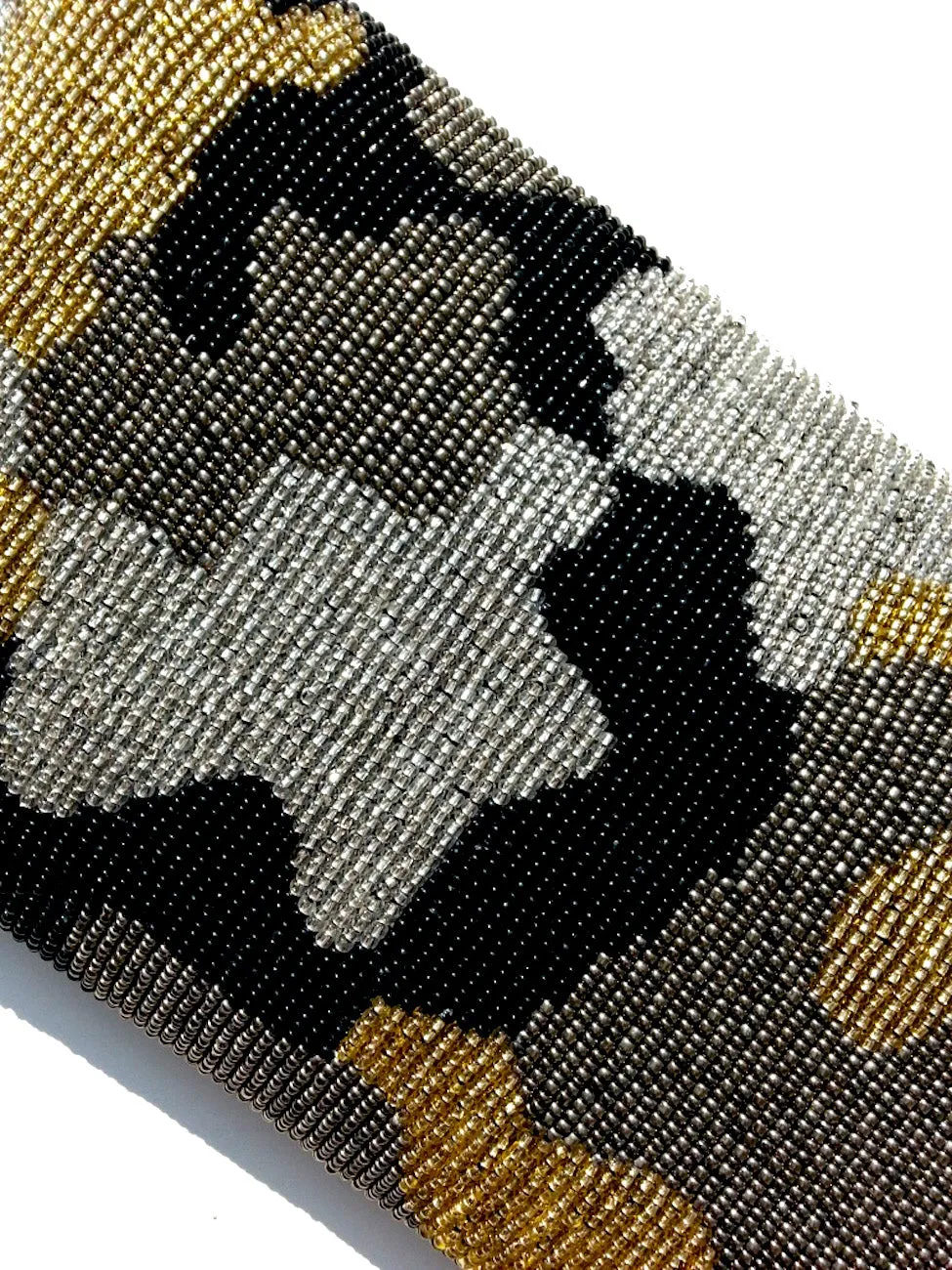 Beaded Envelope Clutch Bag Camo Gold