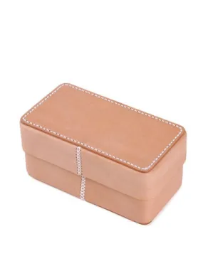 Beige Womens Leather Storage Box Portable Cosmetic Bag Multifunctional Clutch Box For Men