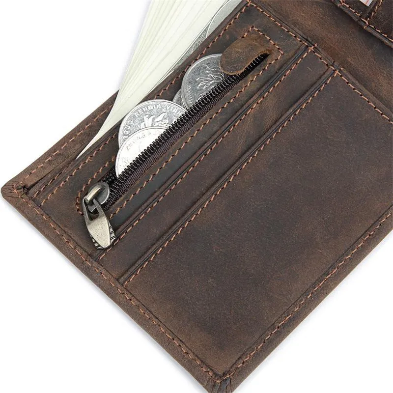 Best Brown Bifold Leather Mens Wallet Slim Wallet Billfold Wallet Driver's License Wallet for Men