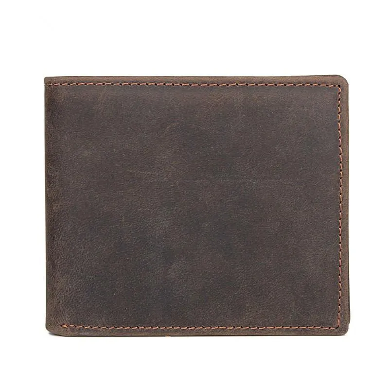 Best Brown Bifold Leather Mens Wallet Slim Wallet Billfold Wallet Driver's License Wallet for Men