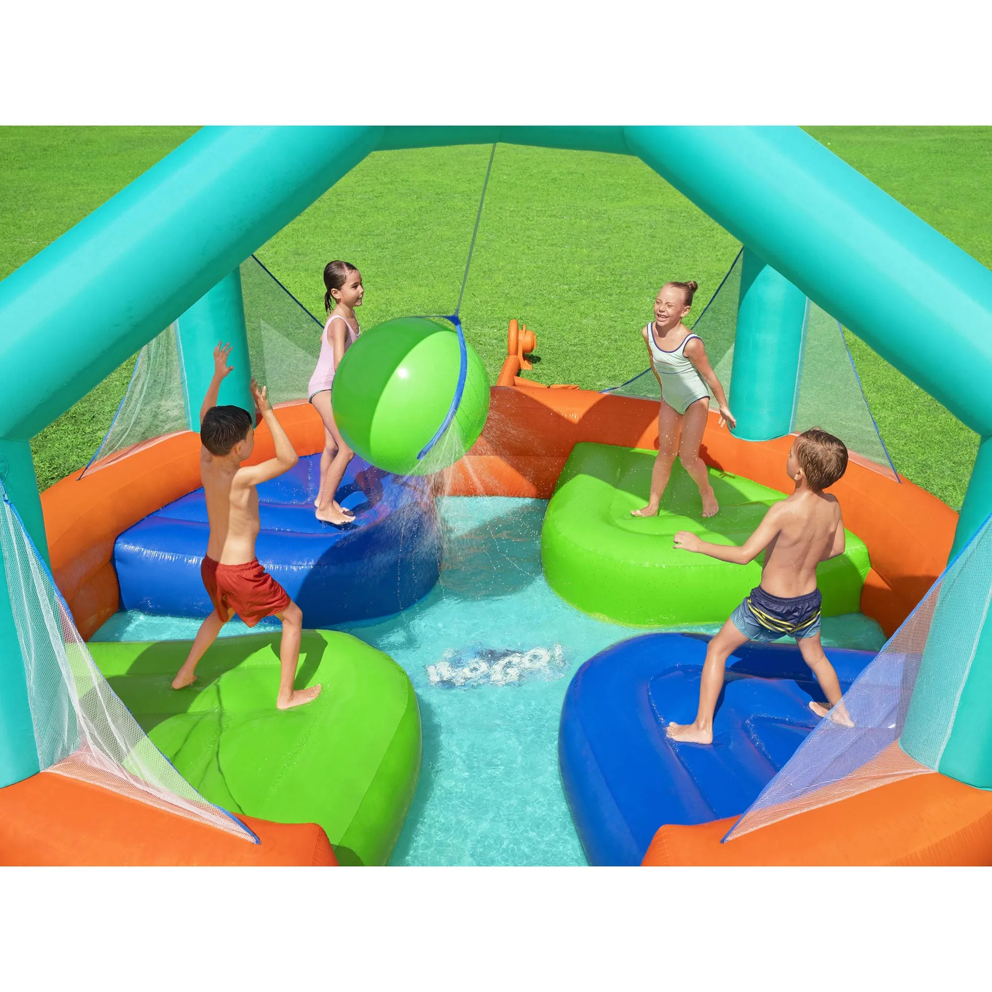 Bestway H2OGO! Dodge & Drench Kids Inflatable Outdoor Water Park with Air Blower