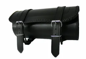 BGA MOTORCYCLE LEATHER ROLL TOOL SADDLE BAG PLAIN BRAIDED EDGE