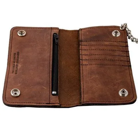 Bi-fold WAC6CC2CH  6 1/ 2 Inch Crazy Horse Brown Leather Credit Card Biker Wallet