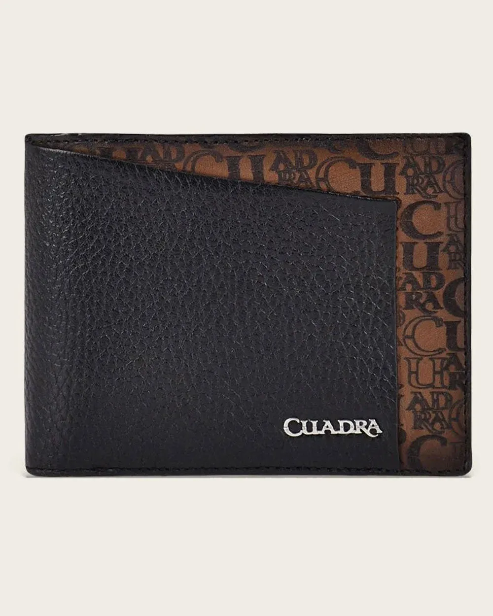 Black bifold bovine wallet