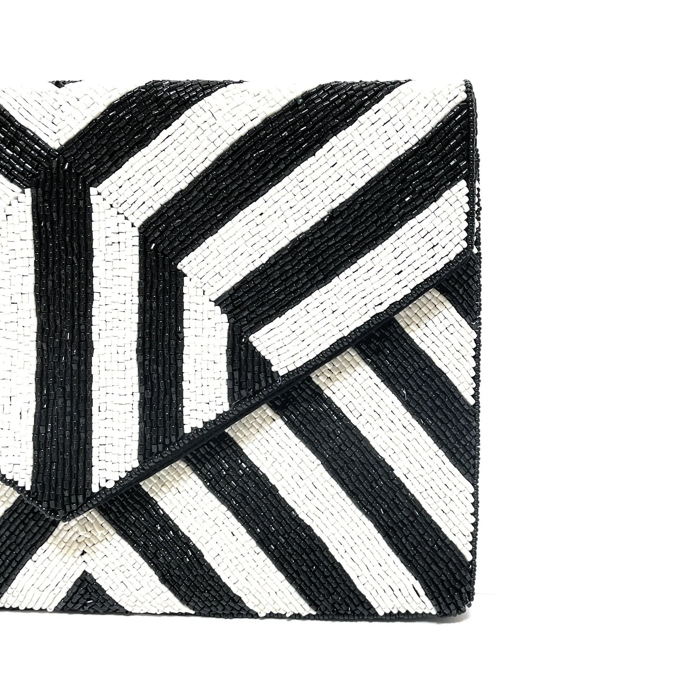 Black White Beaded Clutch Purse