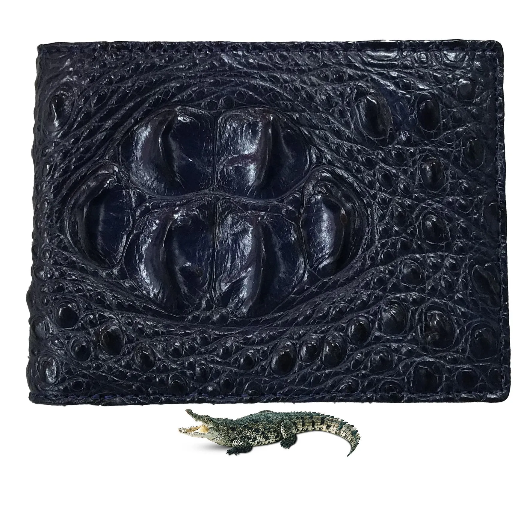 Blue Alligator Skin Bifold Wallet For Men | Handmade Crocodile Leather Wallet RFID Blocking | VL5623