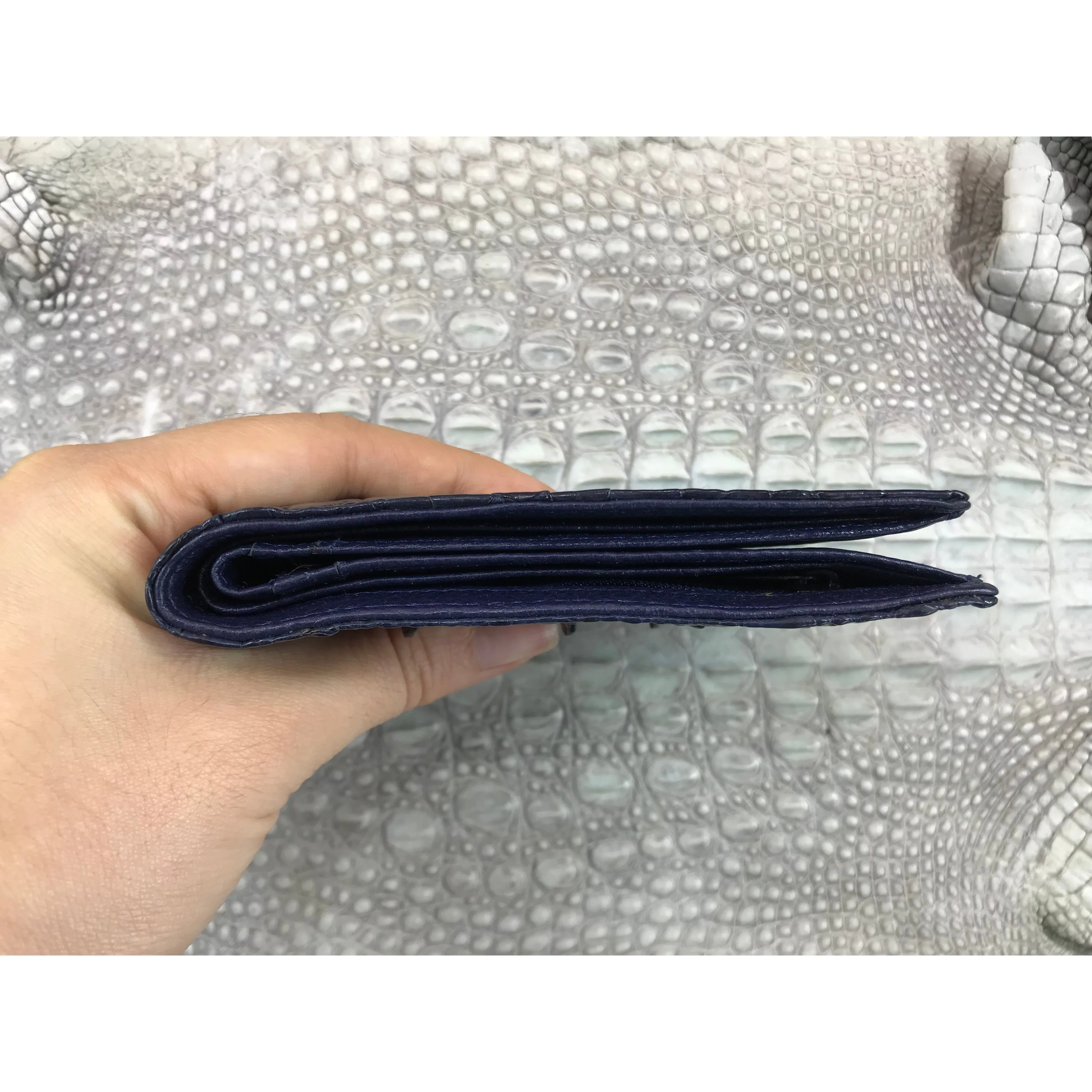 Blue Alligator Skin Bifold Wallet For Men | Handmade Crocodile Leather Wallet RFID Blocking | VL5623