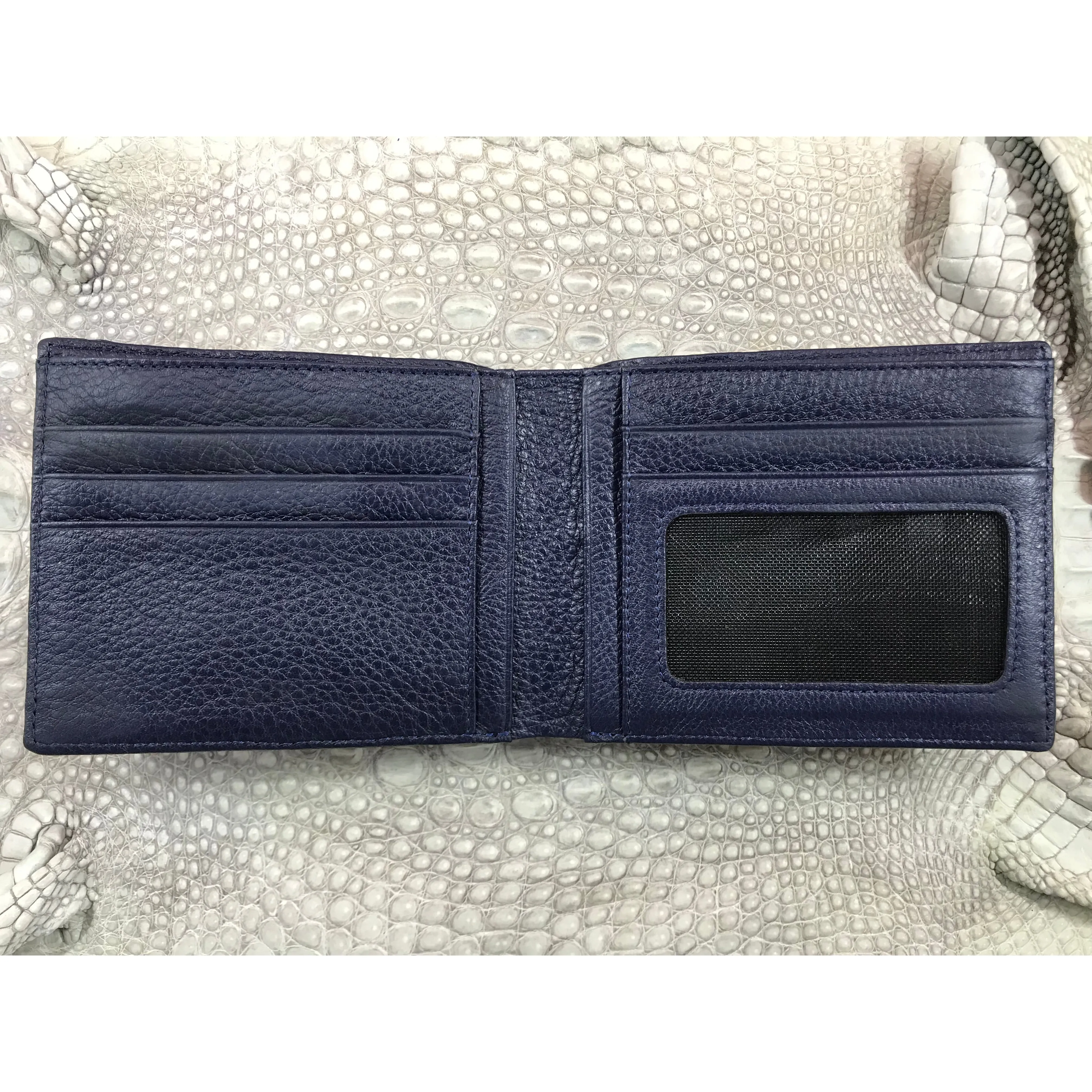 Blue Alligator Skin Bifold Wallet For Men | Handmade Crocodile Leather Wallet RFID Blocking | VL5623