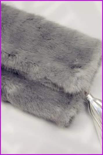 Blue/Grey/Purple Fluffy Faux Fur Hand Bag F395