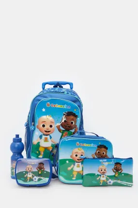 Boys Blue Cocomelon  Print Trolley Set (5 Piece)