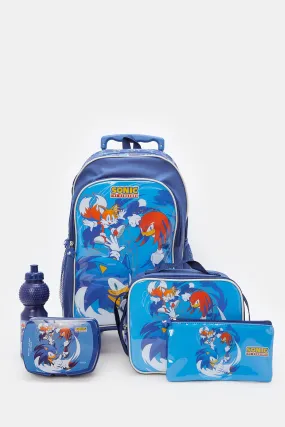 Boys Blue Sonic PrintTrolley Set (5 Piece)