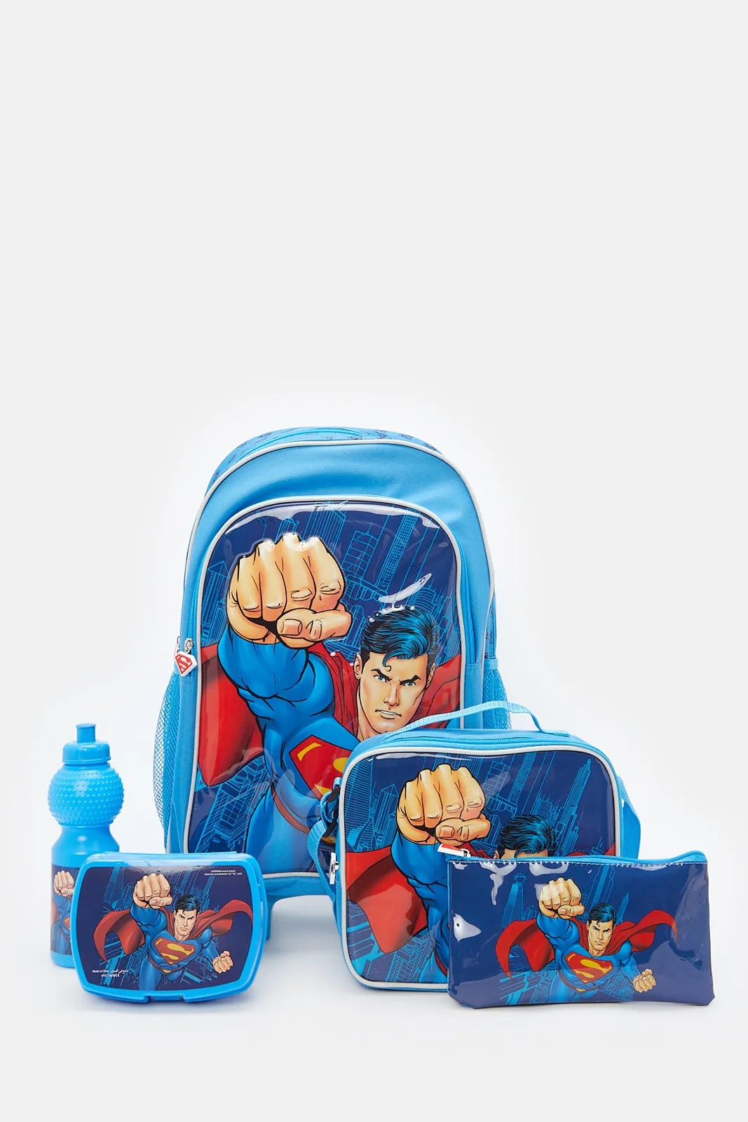 Boys Blue Superman Print Trolley Set (5 Piece)