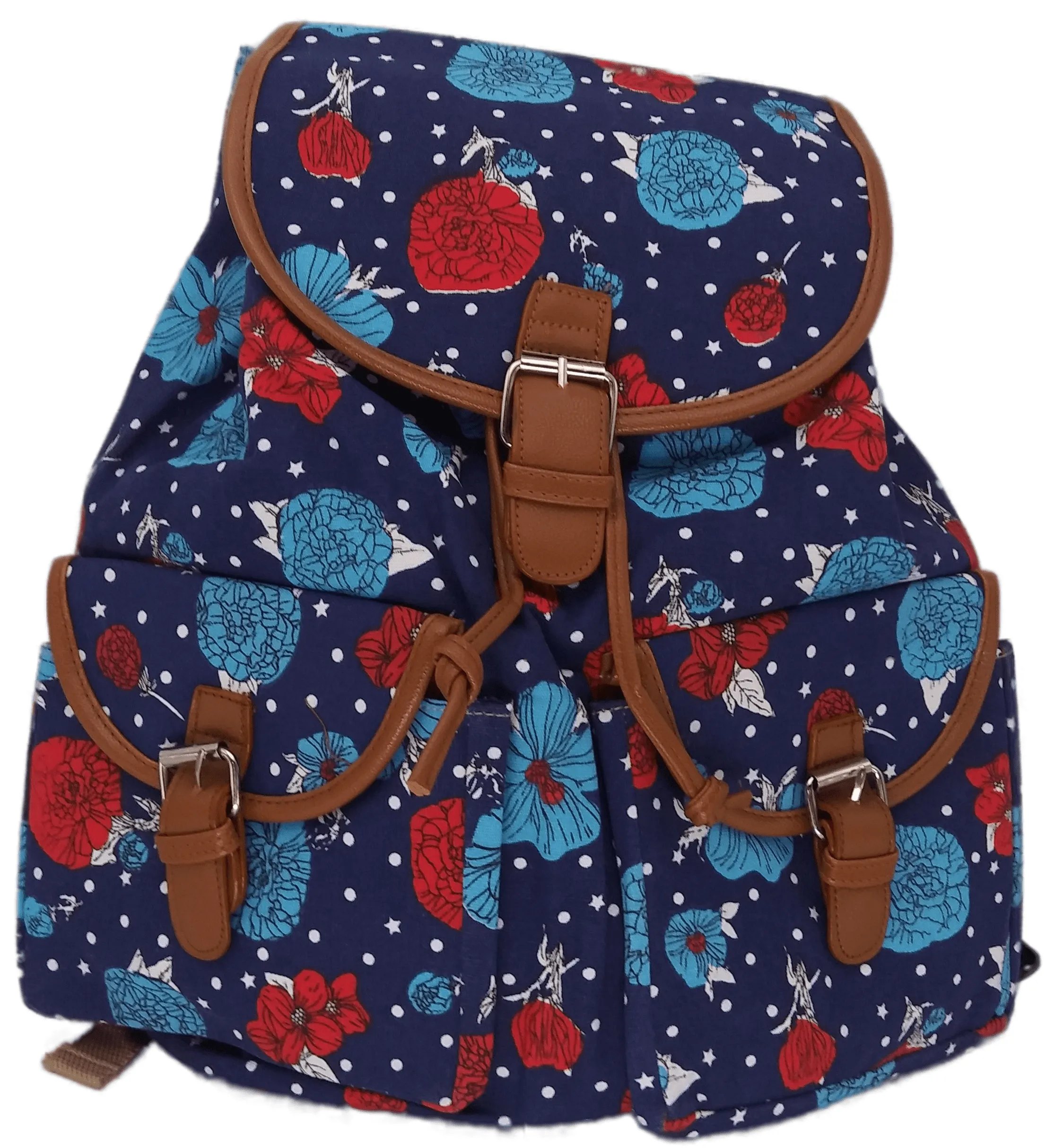 Bravo! Backpack Rucksack Drawstring (Water floral, Navy 2)