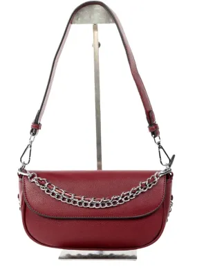 BURGANDY FRONT FLAP ADJUSTABLE CHAIN STRAP HANDBAG