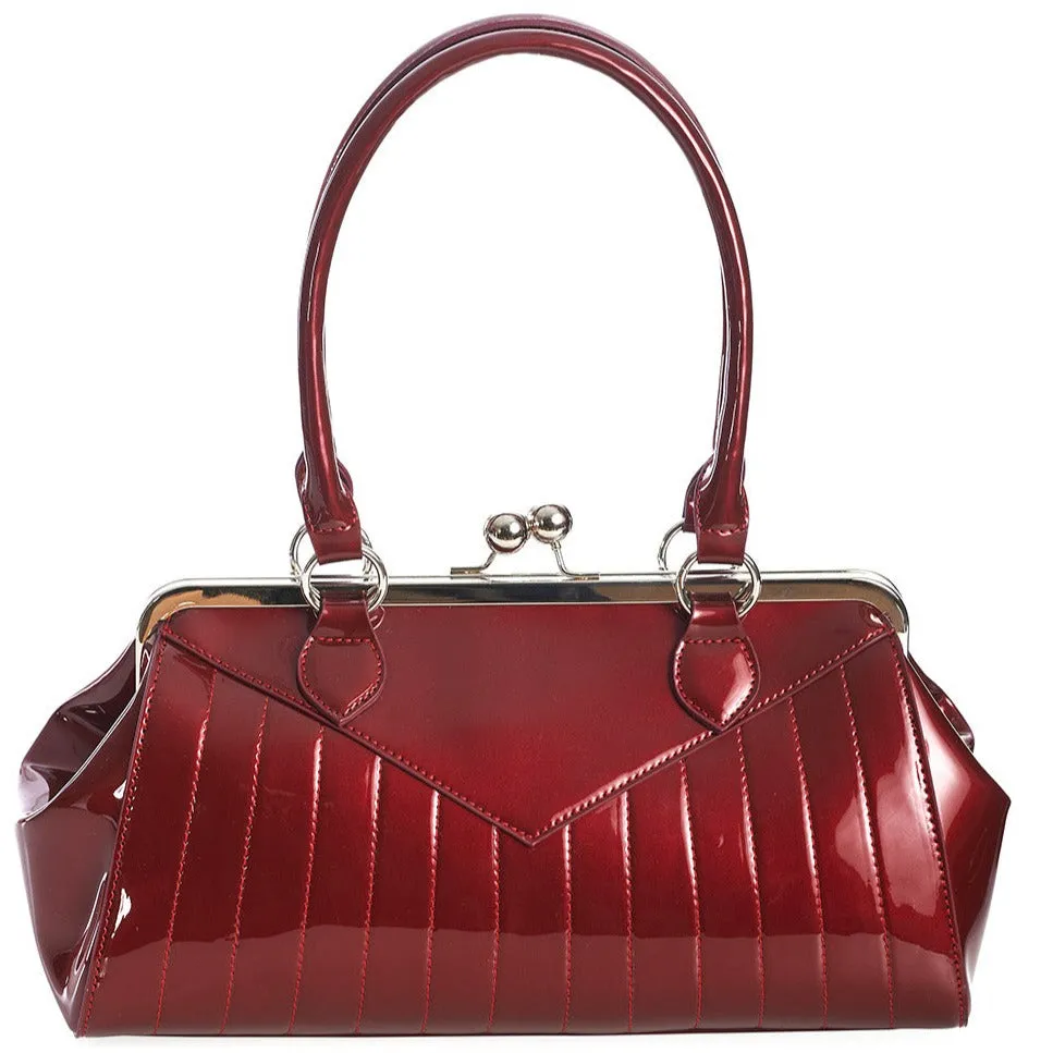 Burgundy Red Shimmer Rockabilly Handbag