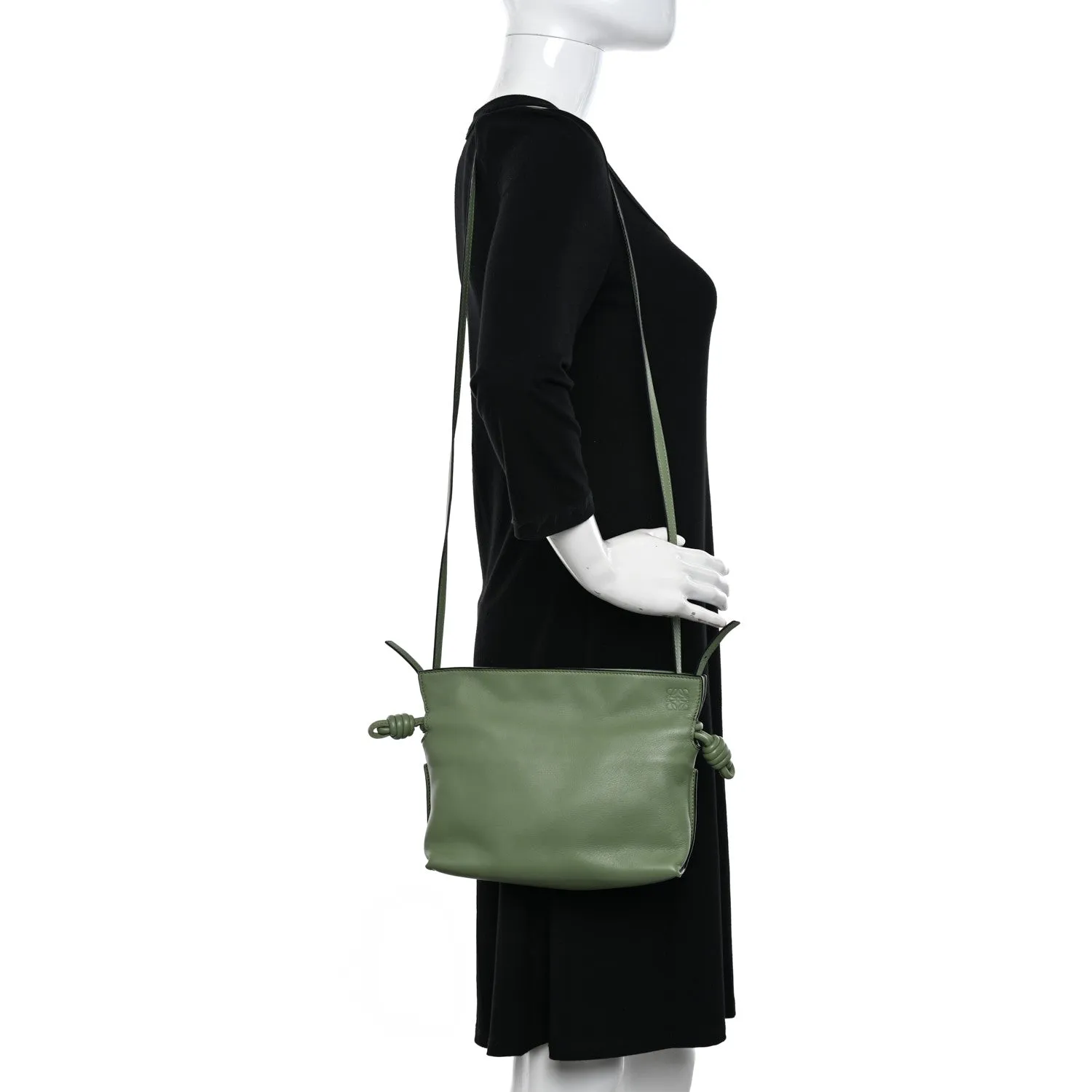 Calfskin Mini Flamenco Knot Bag Avocado