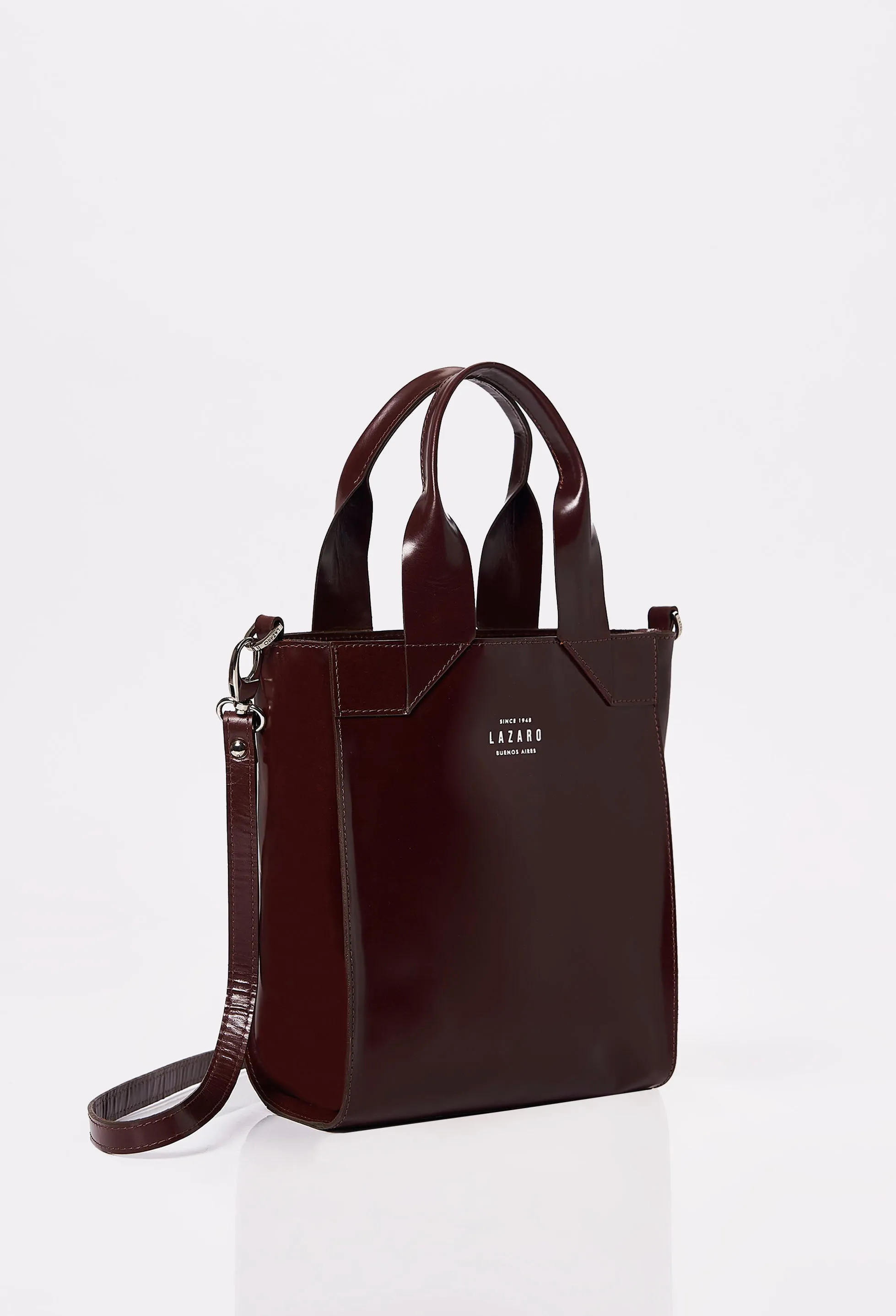 Coffee Leather Mini Tote Bag 'Lambro'