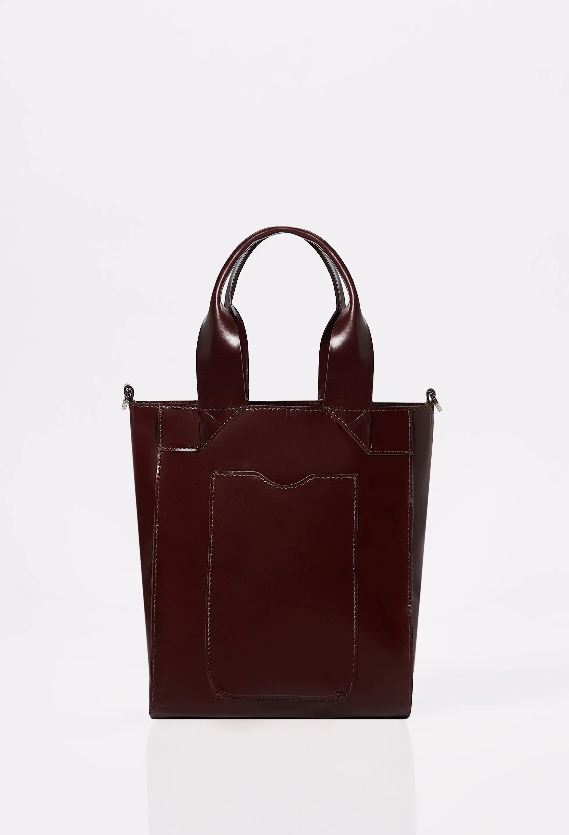 Coffee Leather Mini Tote Bag 'Lambro'