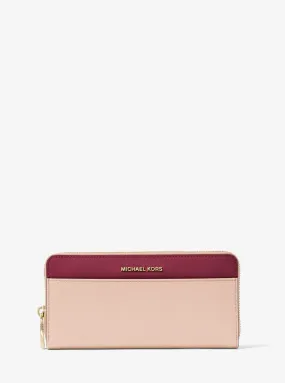 Color-Block Saffiano Leather Continental Wallet