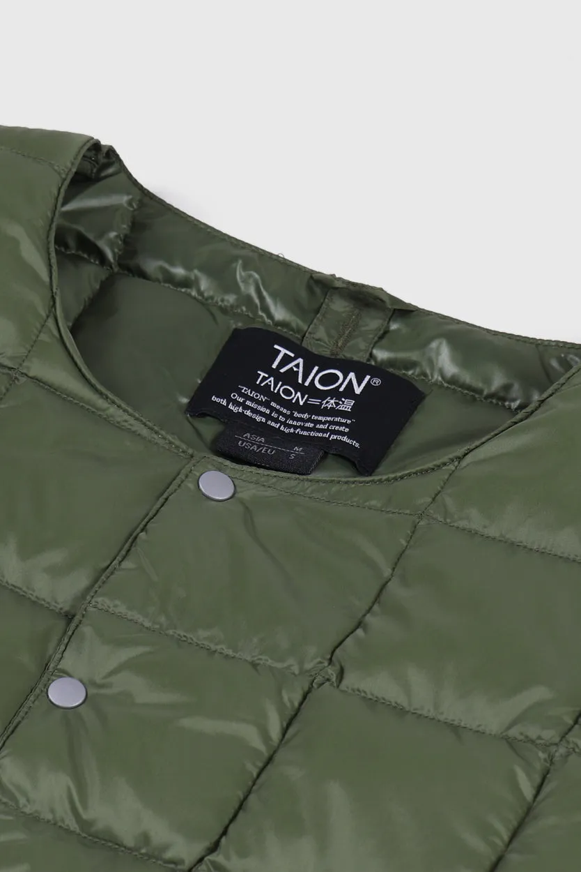 Crew Neck Down Jacket - Olive