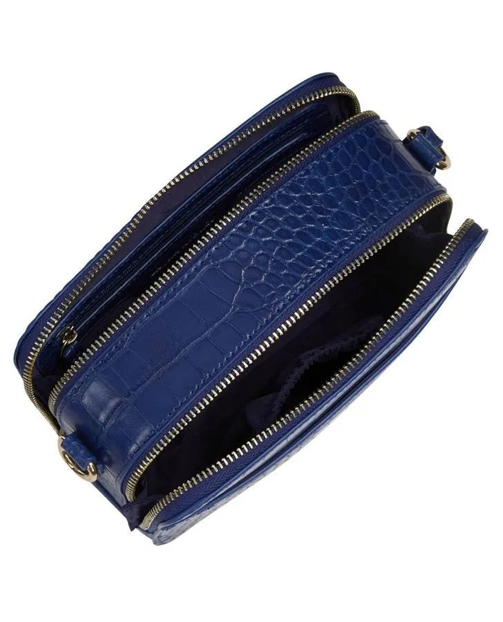 Crocodile Cobalt Square Cross Body Bag