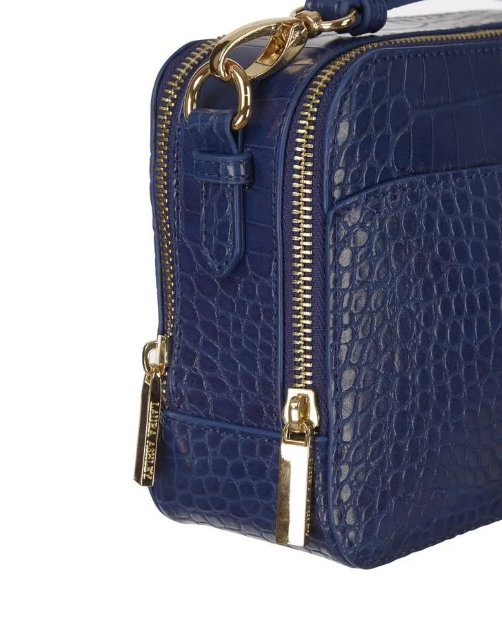 Crocodile Cobalt Square Cross Body Bag