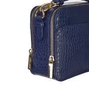 Crocodile Cobalt Square Cross Body Bag